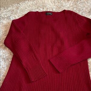 Lauren Ralph Lauren Deep Red Ribbed Crewneck Sweater